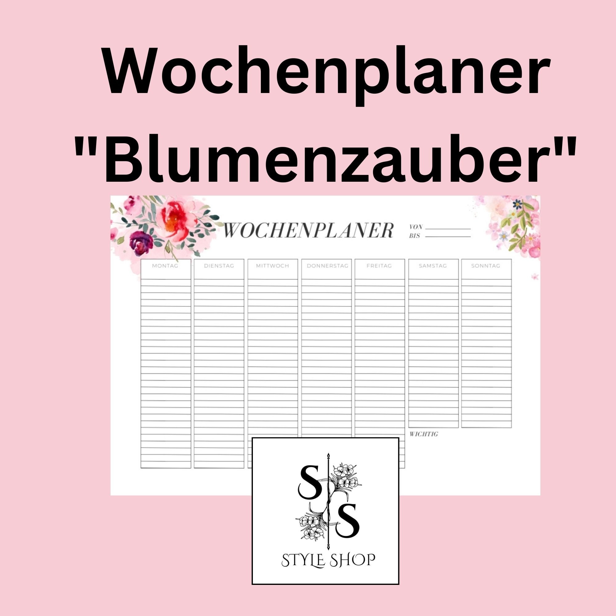 Wochenplaner „Blumenzauber“ DIN A4 quer (PDF & PNG)