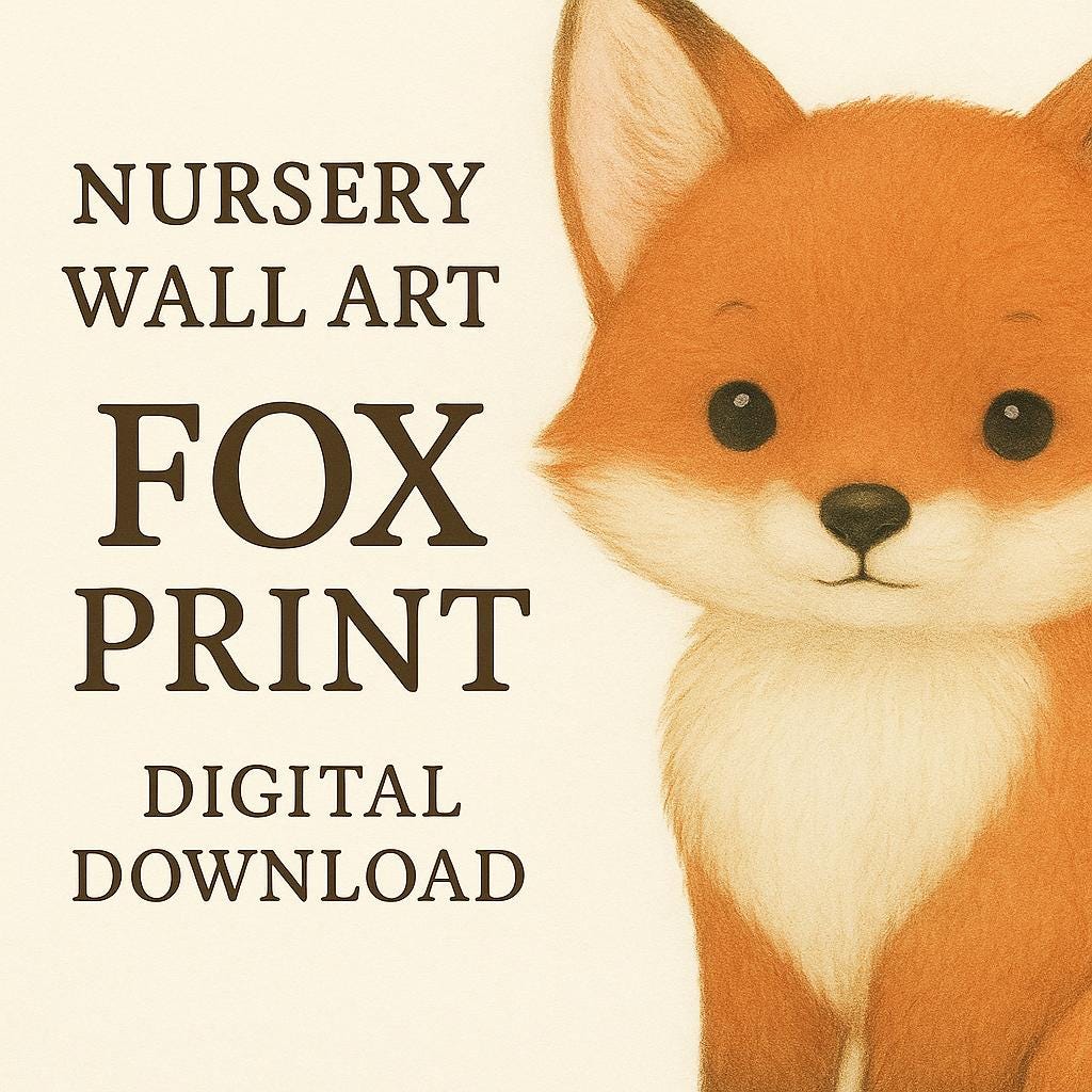 Baby Fuchs Aquarell Poster – Boho Kinderzimmer (Digitaler Download)